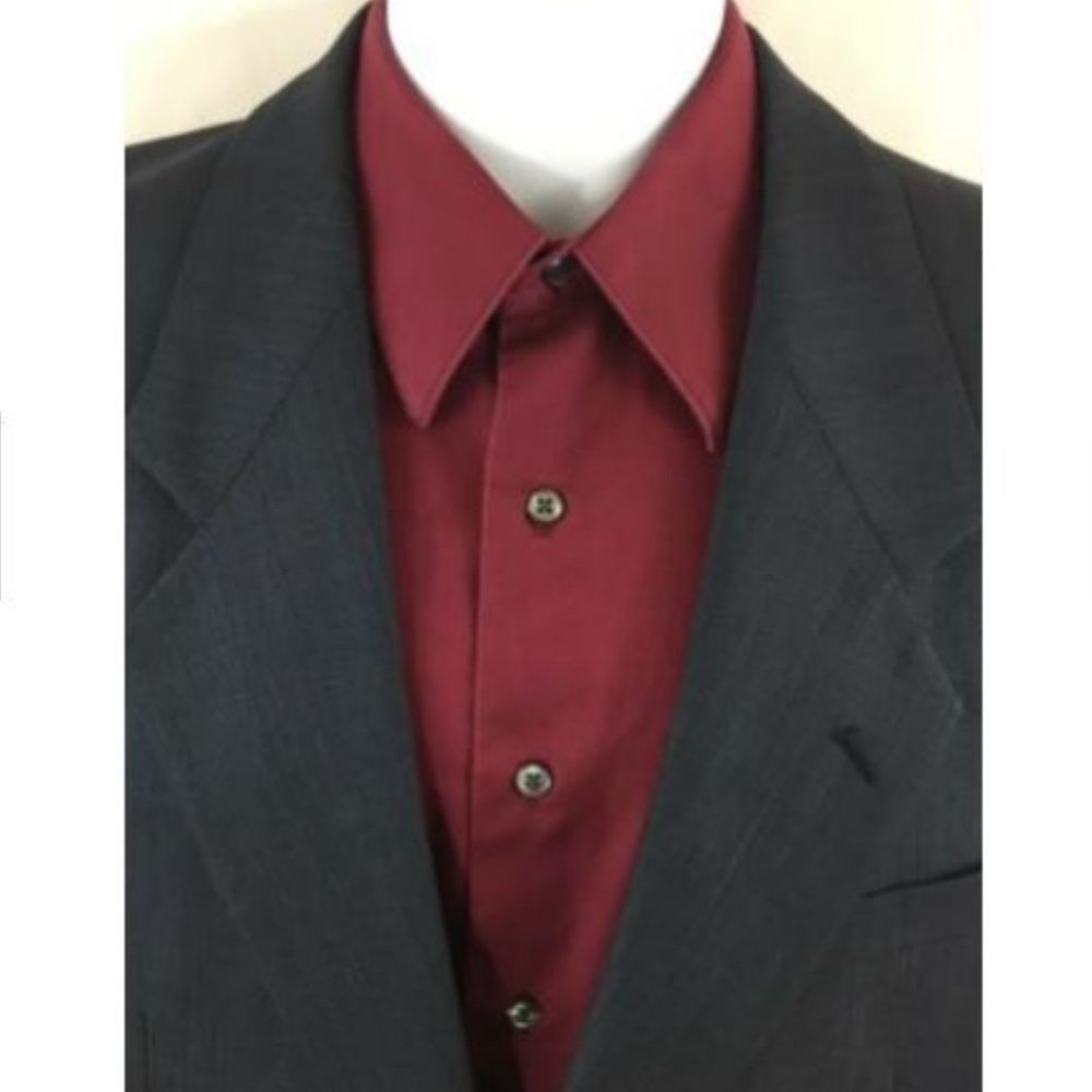 Albert Nipon Men's Dark Blue 2 Button Wool Long S… - image 2